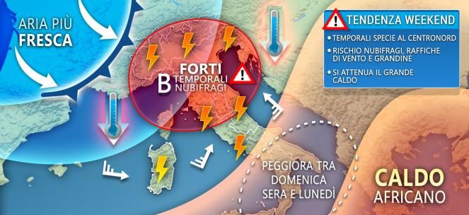 Arrivano violenti temporali con grandine