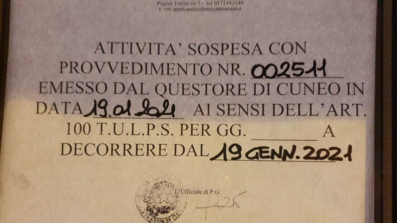 Bar “Fuera”, il locale aderente a #ioapro è stato chiuso per un mese