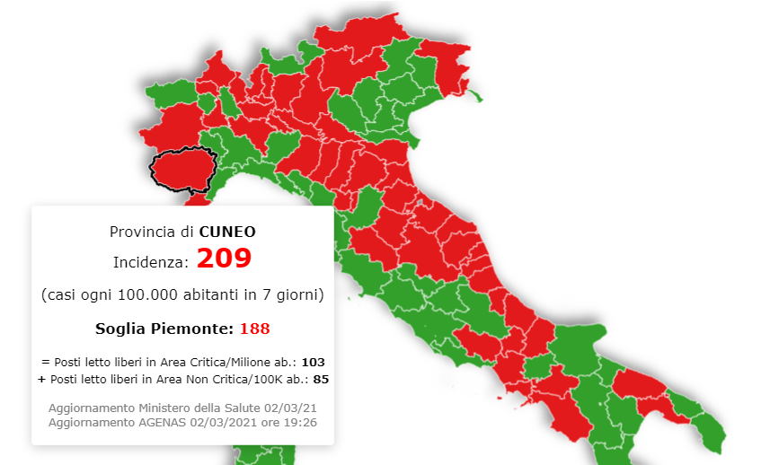 Covid-19, la Granda è ben oltre la soglia critica piemontese di casi