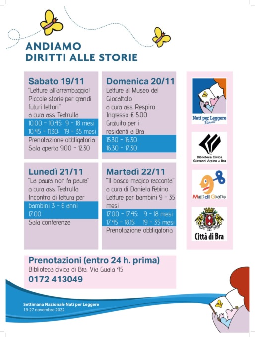 Quattro giorni di appuntamenti per i più piccoli alla Biblioteca di Bra