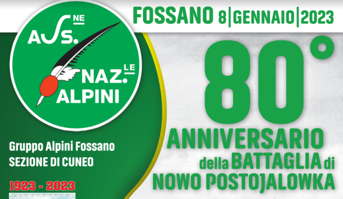 Domenica 8 gennaio a Fossano le celebrazioni dell’80esimo anniversario della Battaglia di Nowo Postojalowka