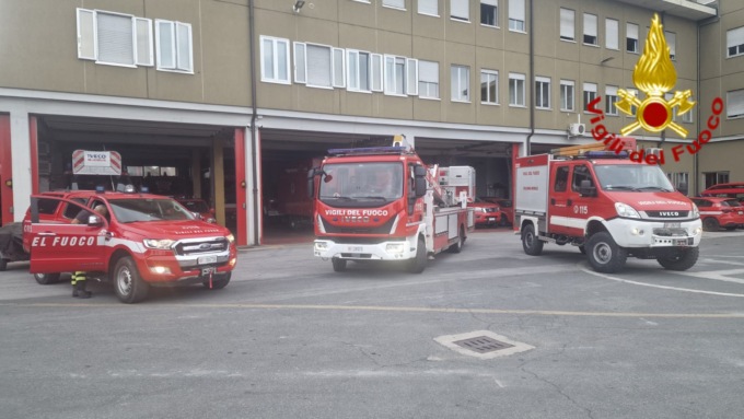 Squadre dei pompieri di Cuneo nel Vercellese per dare supporto alle popolazioni colpite dal maltempo