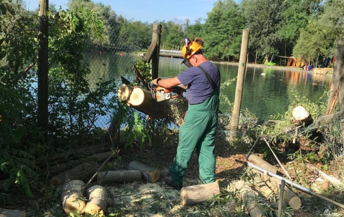 Dopo il nubifragio volontari della Protezione Civile al lavoro al Parco Fluviale
