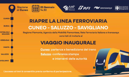 Riapre la linea ferroviaria Cuneo-Savigliano: il 25 gennaio il viaggio inaugurale