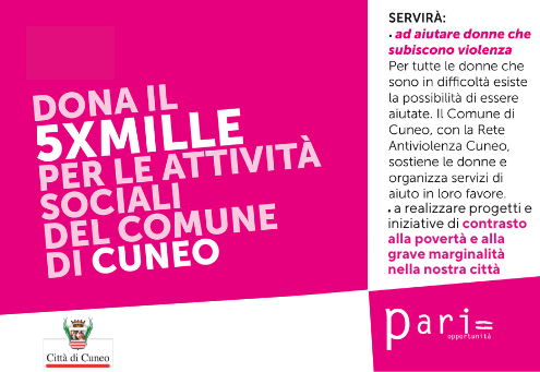 Cuneo, il 5 per mille destinato a progetti contro la violenza di genere e la povertà